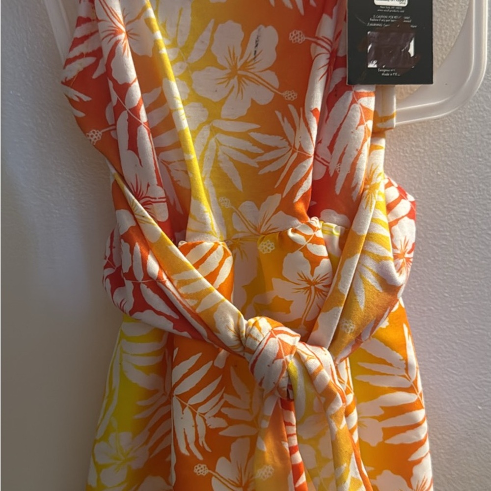 Tropical Floral Dog Dress - Orange and Yellow